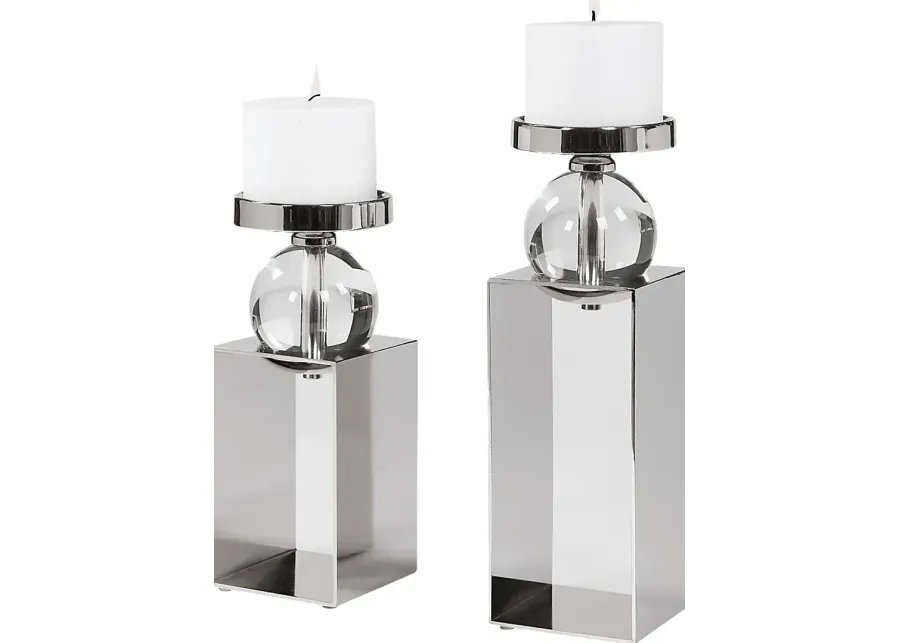 Kenoisha Nickel Candle Holder, Set of 2