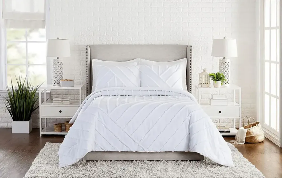 Winthorne White Full/Queen 3 Pc Comforter Set