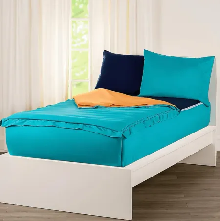 Kids Jonilde Turquoise Orange 3 Pc Twin Bedding Set