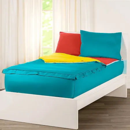 Kids Jonilde Turquoise Yellow 4 Pc Full Bedding Set