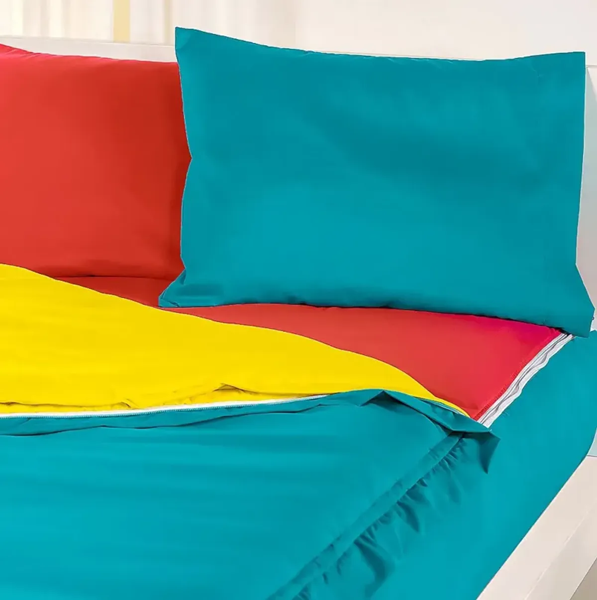 Kids Jonilde Turquoise Yellow 4 Pc Full Bedding Set