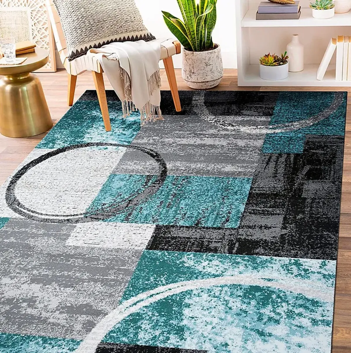 Alayno Teal 5'3 x 7'3 Rug