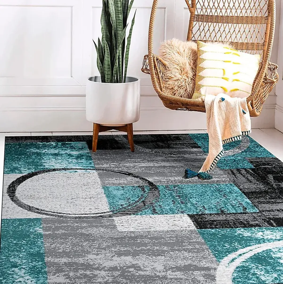 Alayno Teal 5'3 x 7'3 Rug