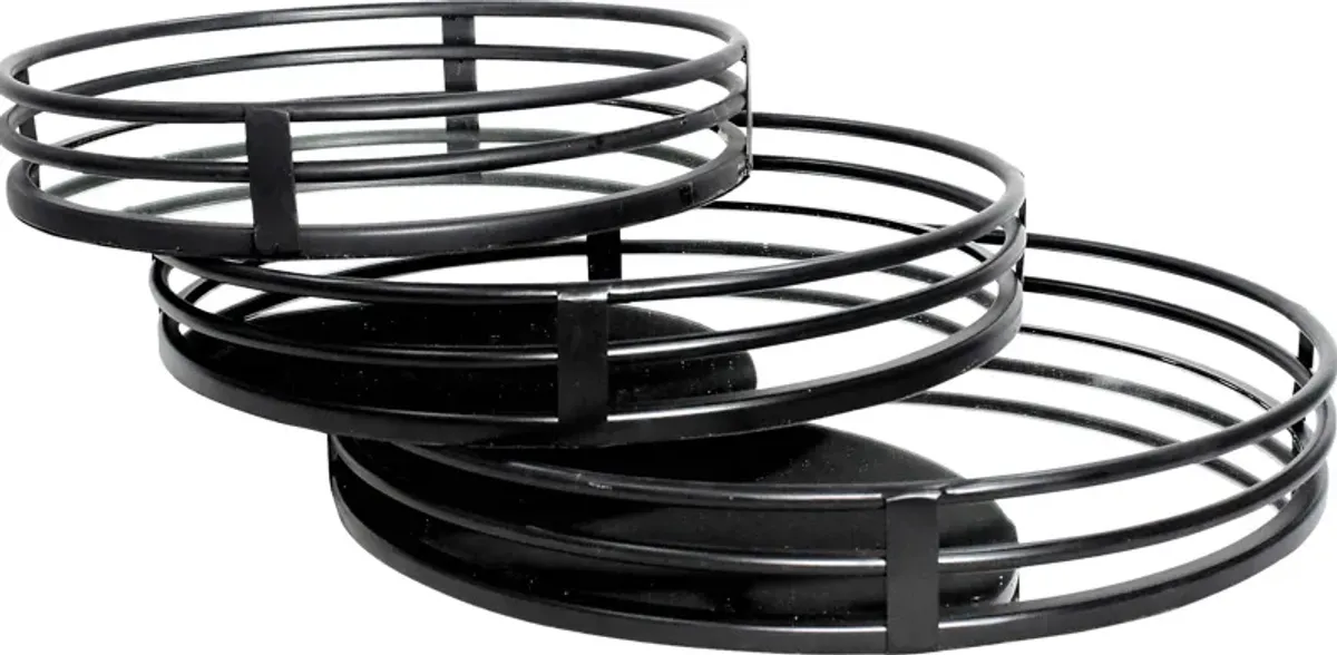 Williwaw Black Tray, Set of 3