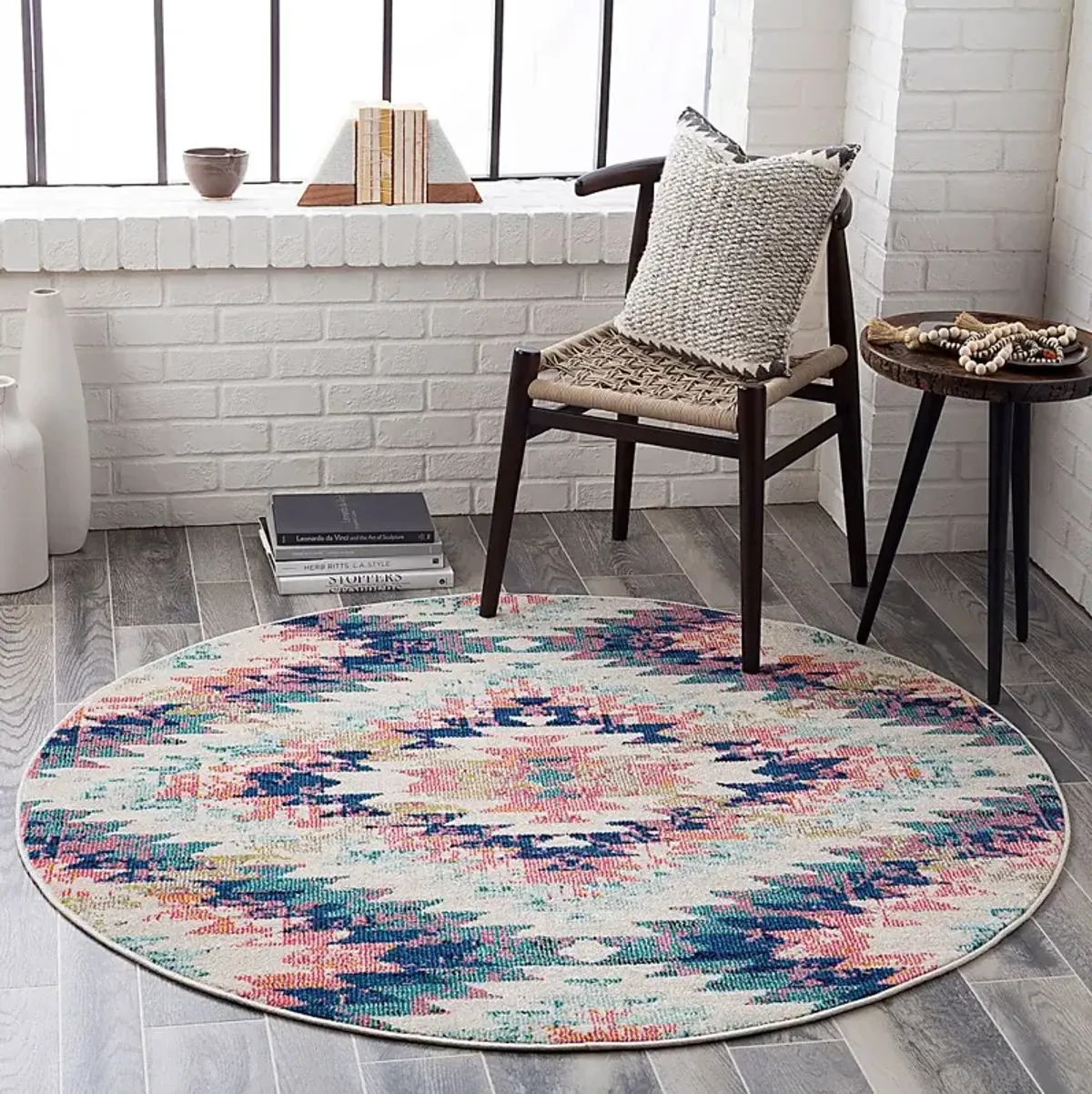 Anoura II Blue 5'3 Round Rug