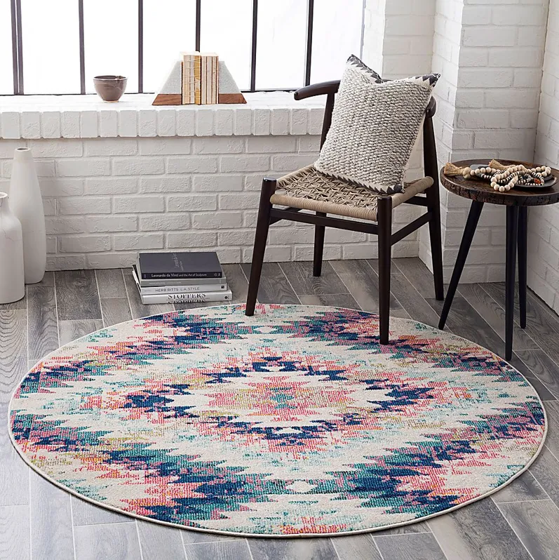 Anoura II Blue 5'3 Round Rug