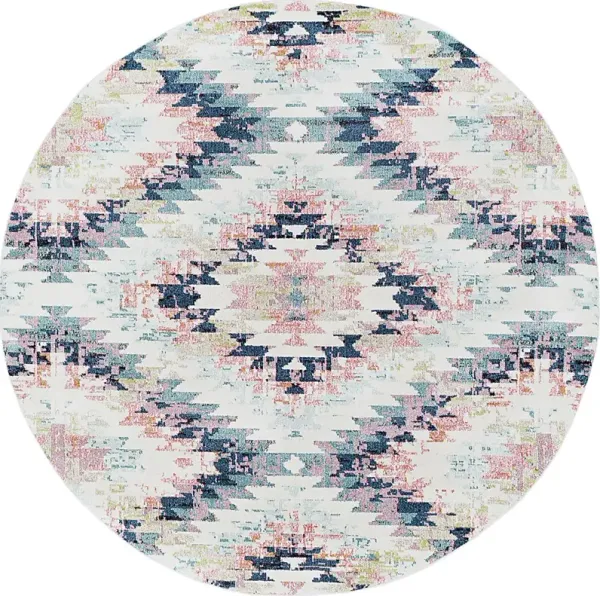 Anoura II Blue 5'3 Round Rug