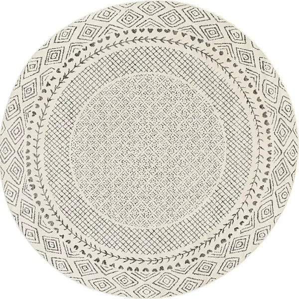 Elnaria Charcoal 6'7 Round Rug