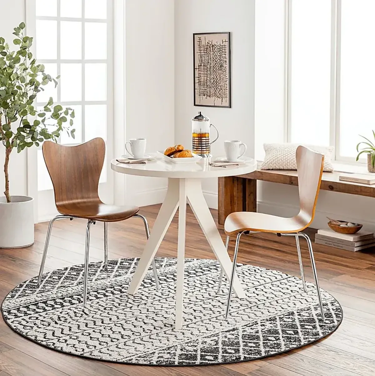 Chelsina I Gray 4' Round Rug