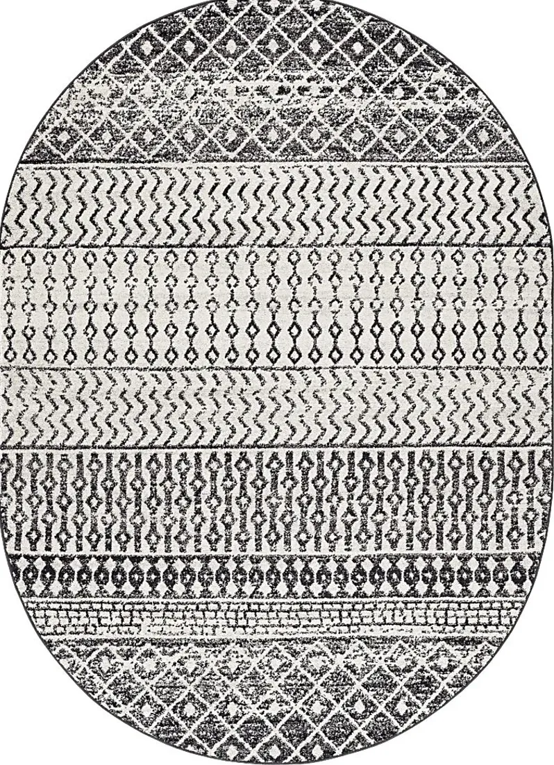 Chelsina I Gray 6'7 x 9' Oval Rug