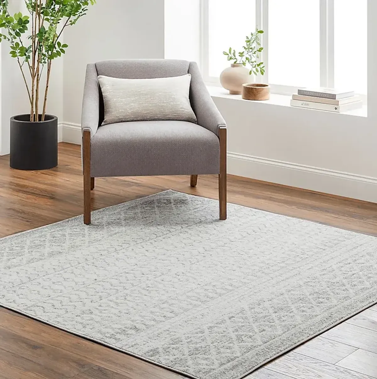 Chelsina I Light Gray 4' Square Rug