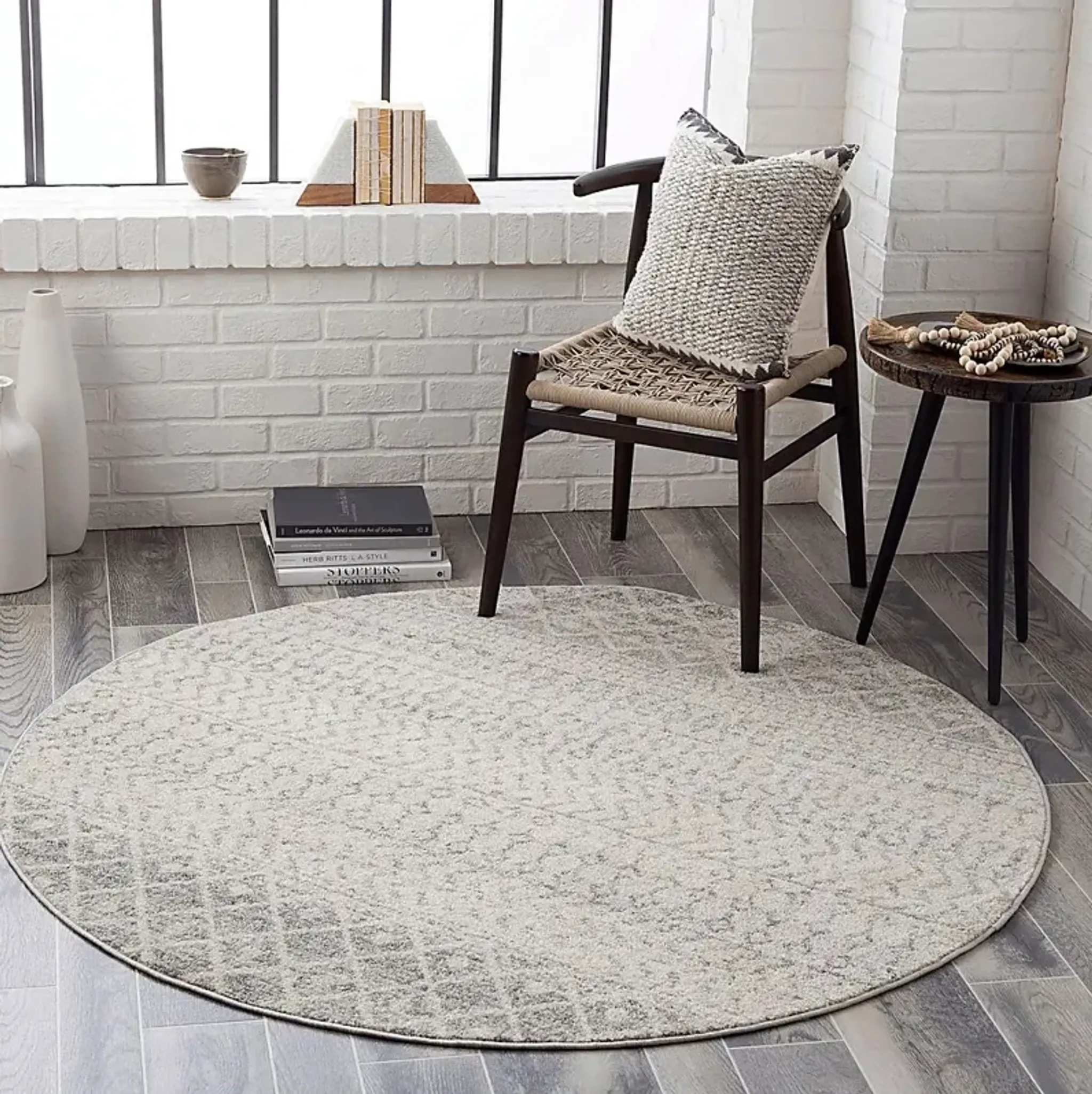 Chelsina I Light Gray 5'3 Round Rug | Furniture.com