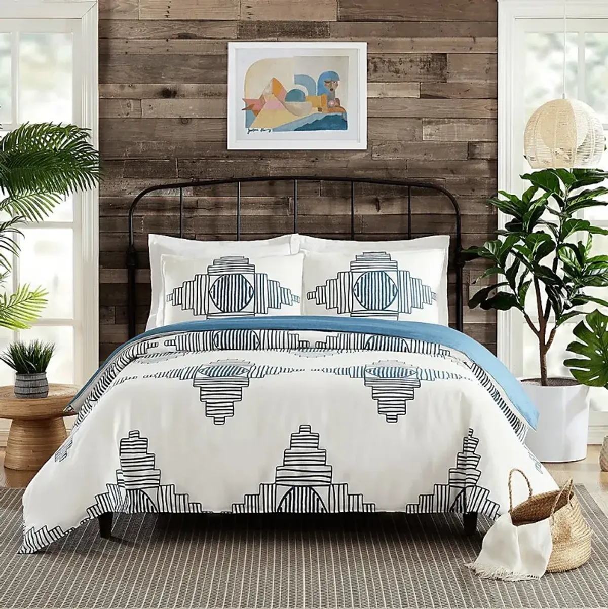 Jungalow by Justina III Blue Queen 3 Pc Duvet Set