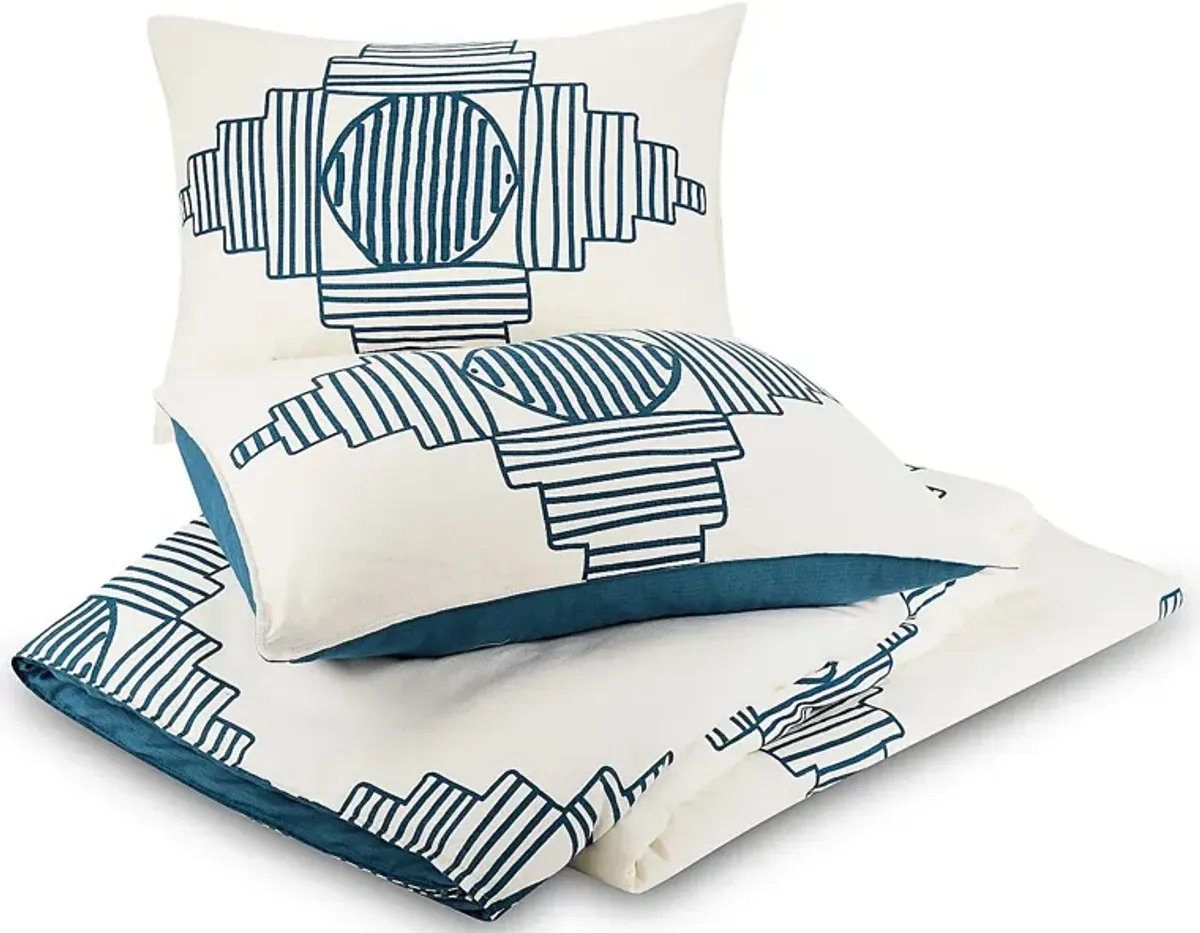 Jungalow by Justina III Blue King 3 Pc Duvet Set
