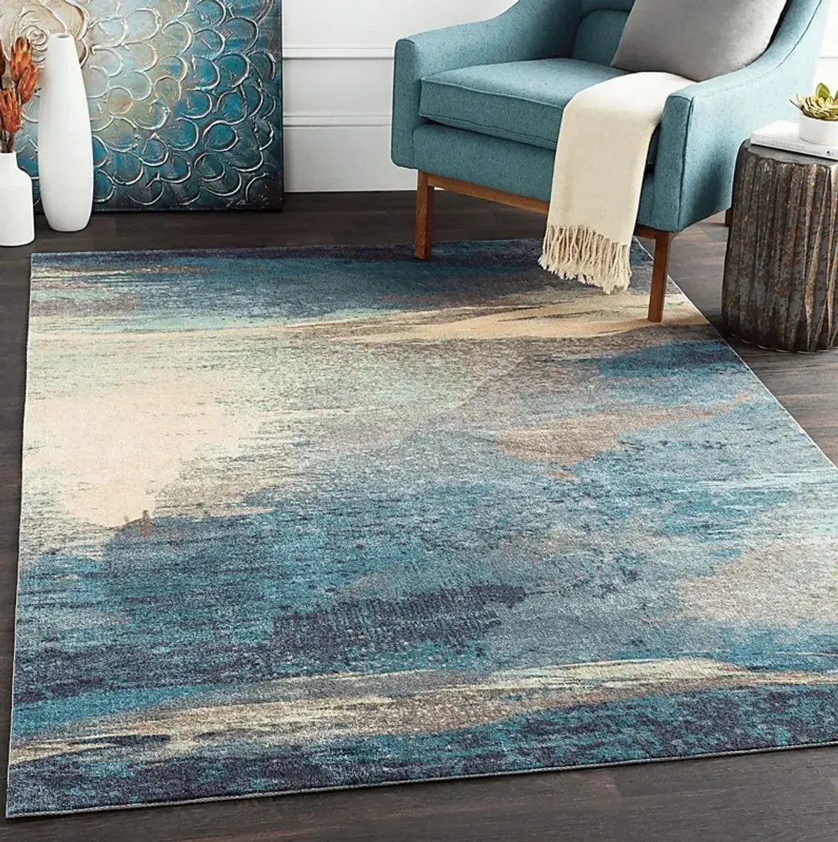 Florines Blue 4' x 6' Rug