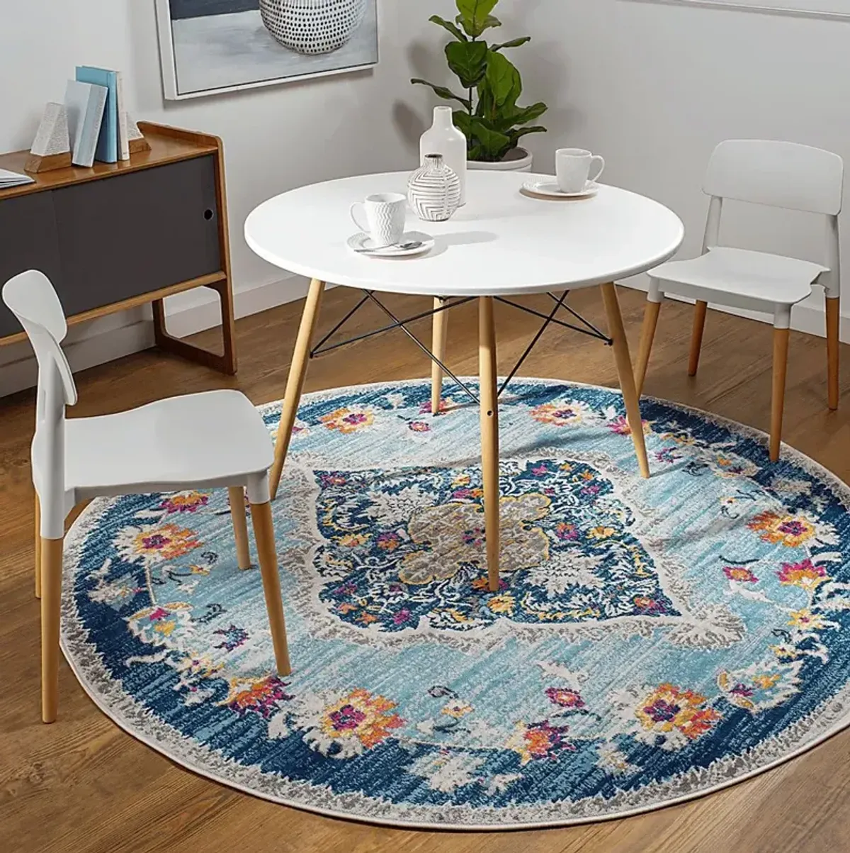 Loransa I Blue 5'3 Round Rug