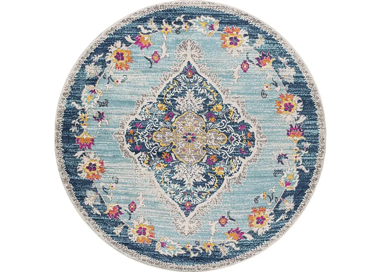 Loransa I Blue 5'3 Round Rug