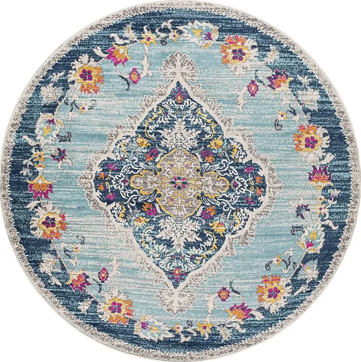 Loransa I Blue 5'3 Round Rug