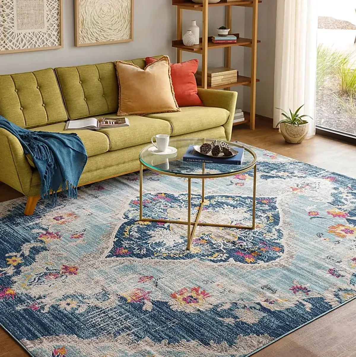 Loransa I Blue 6'7 x 9' Rug