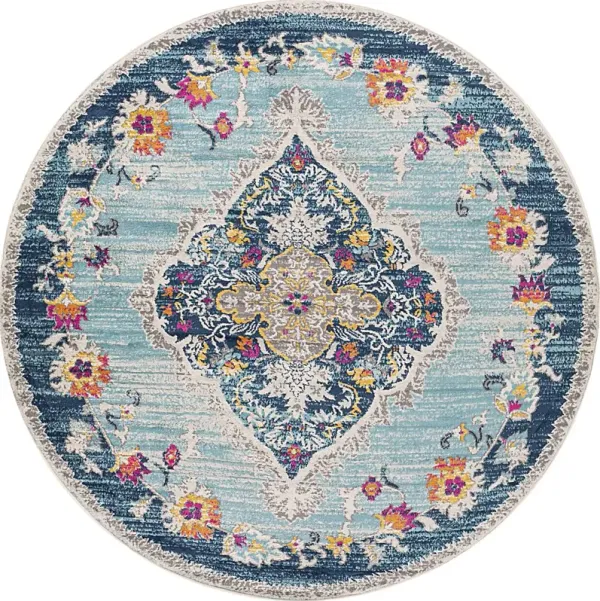 Loransa I Blue 6'7 Round Rug