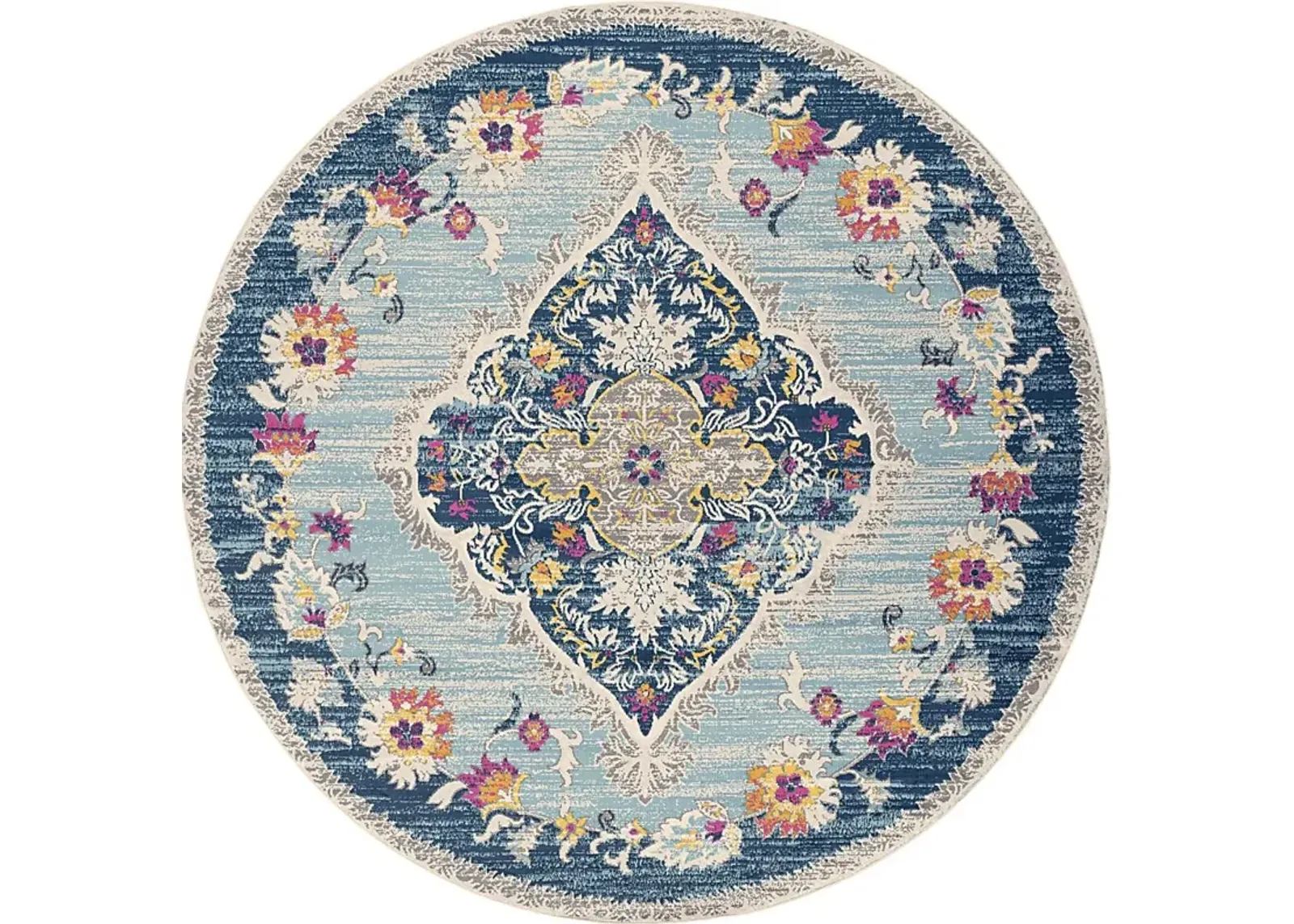 Loransa I Blue 7'10 Round Rug