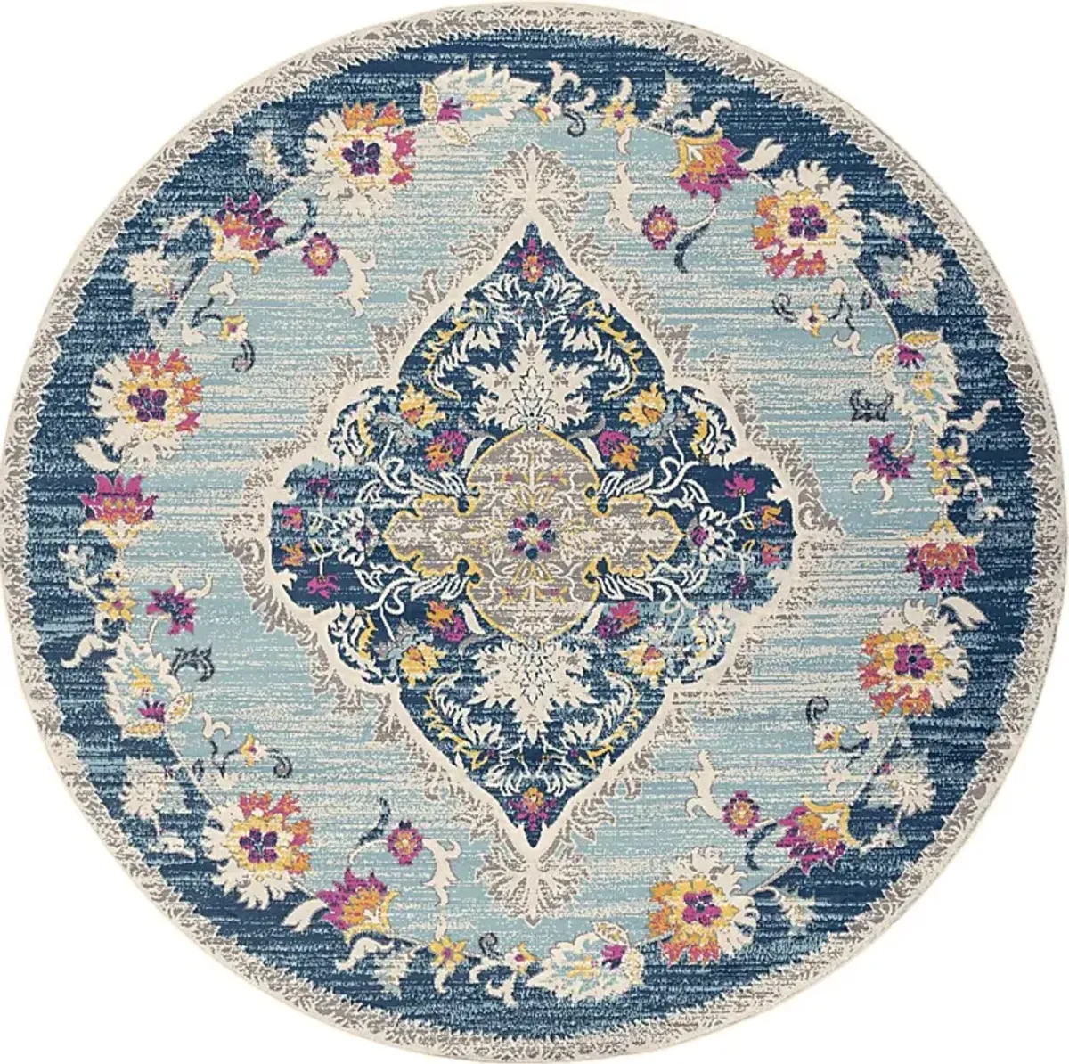 Loransa I Blue 7'10 Round Rug