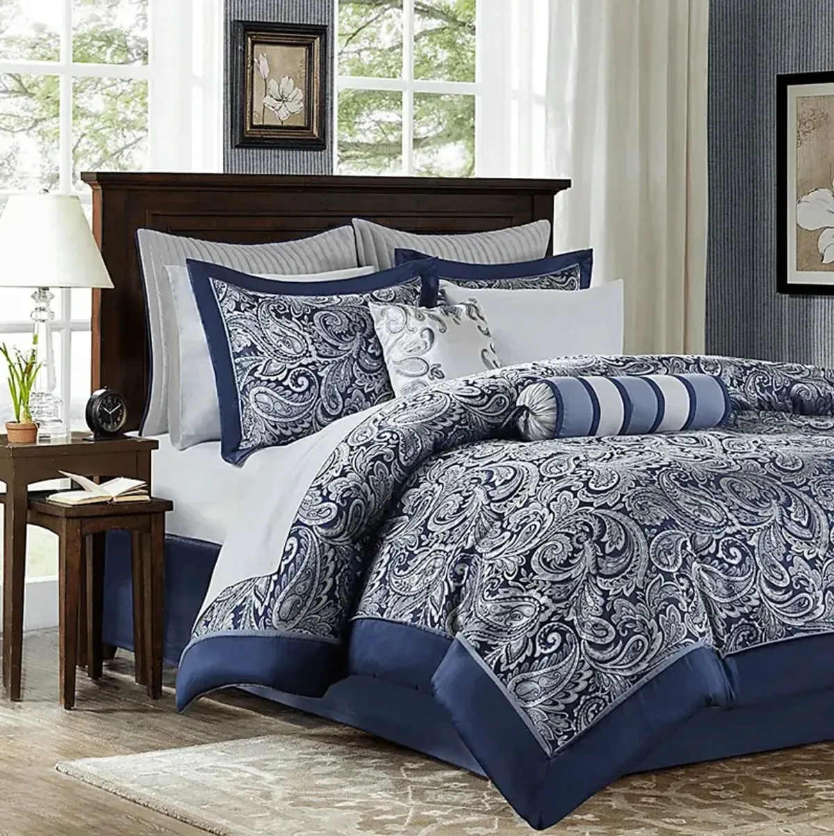 Wapsi Navy 12 Pc Queen Comforter Set