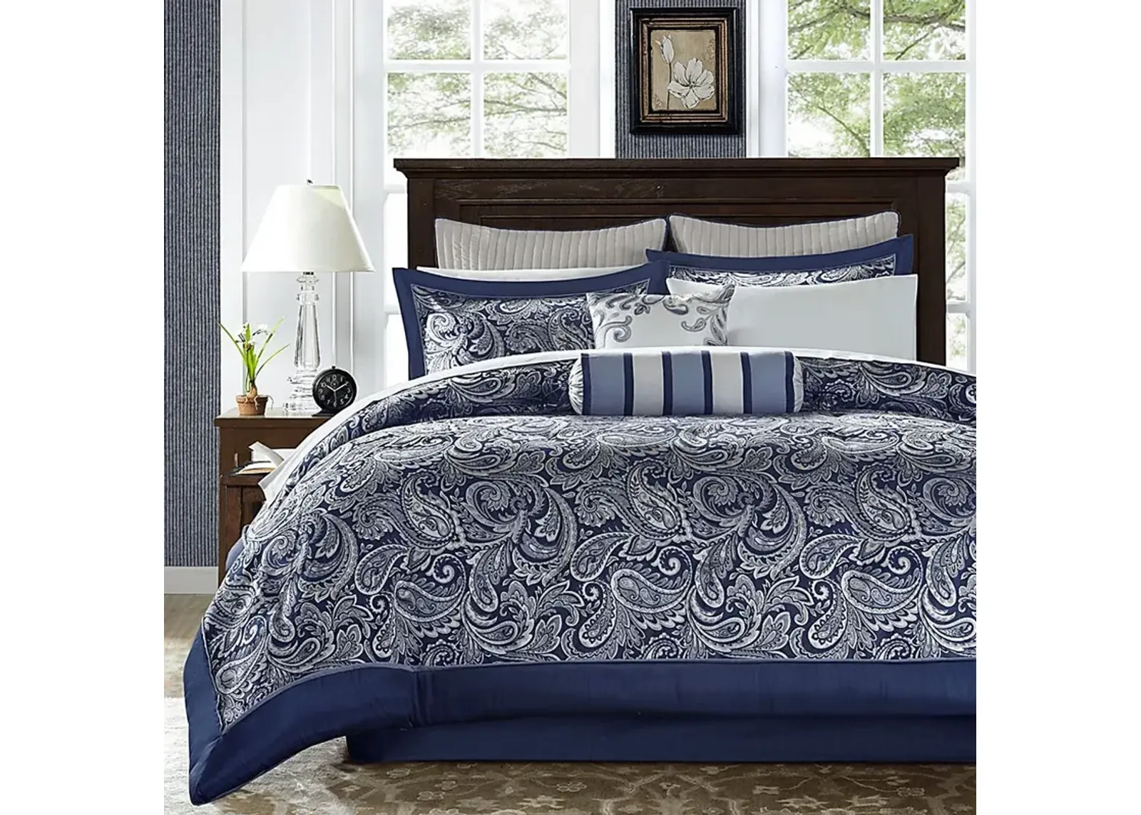 Wapsi Navy 12 Pc Queen Comforter Set