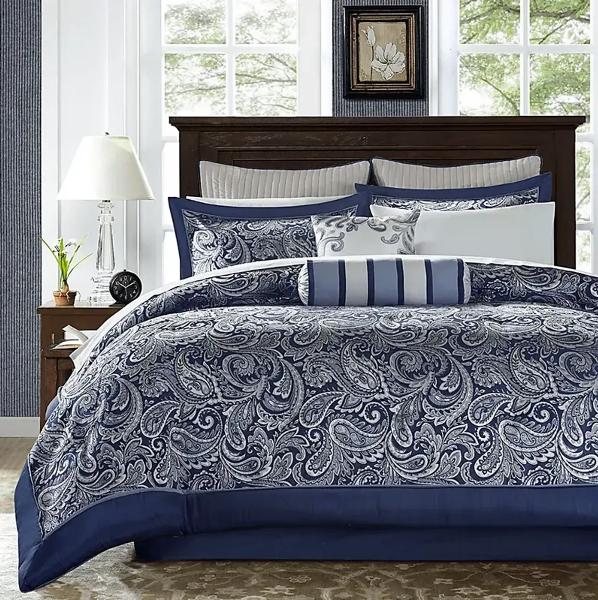 Wapsi Navy 12 Pc Queen Comforter Set