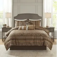 Yewell Brown 7 Pc King Comforter Set