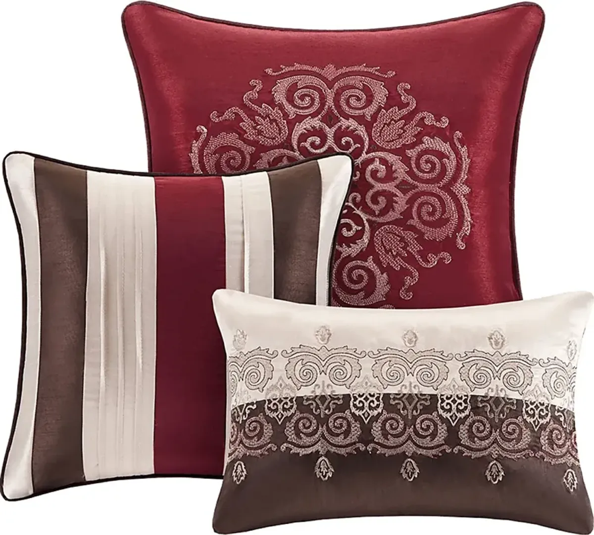 Aragonne Red 7 Pc Queen Comforter Set