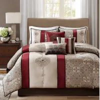 Aragonne Red 7 Pc King Comforter Set