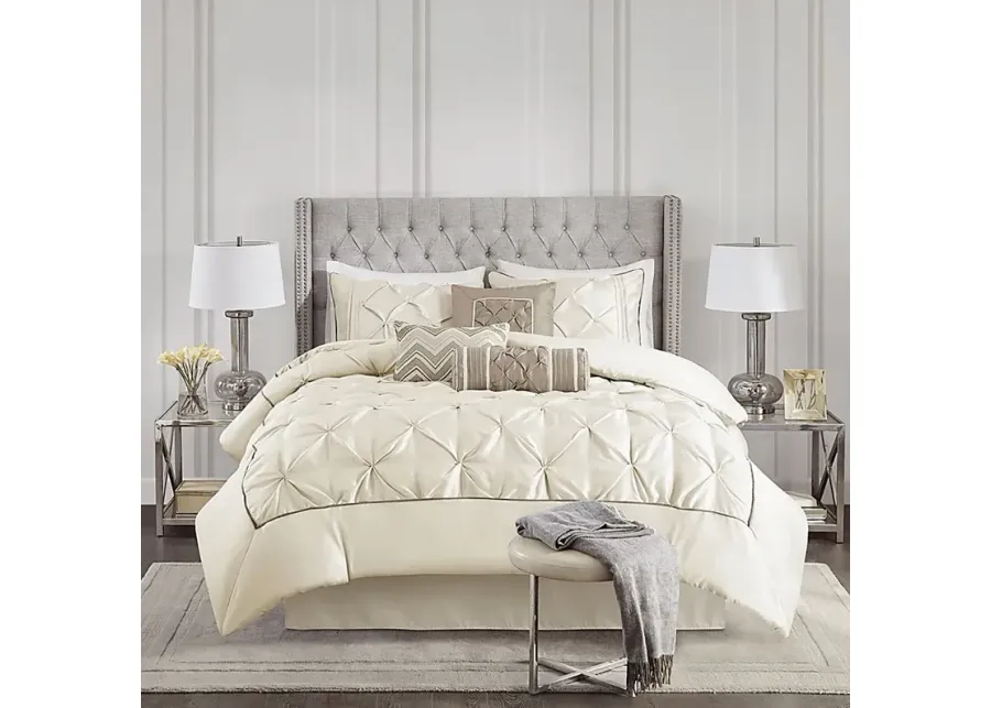 Bergerae Ivory 7 Pc Full Comforter Set