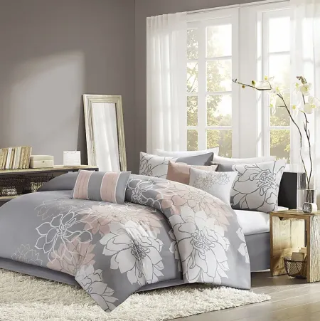 Cabildo Gray Blush 7 Pc Queen Comforter Set
