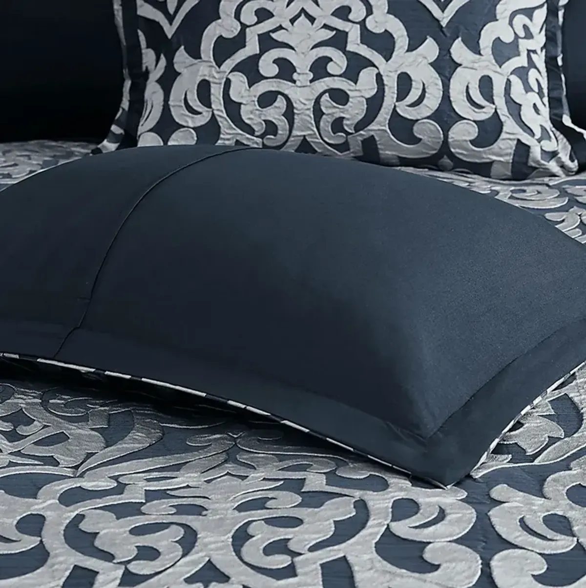 Cherbourg Navy 8 Pc Queen Comforter Set