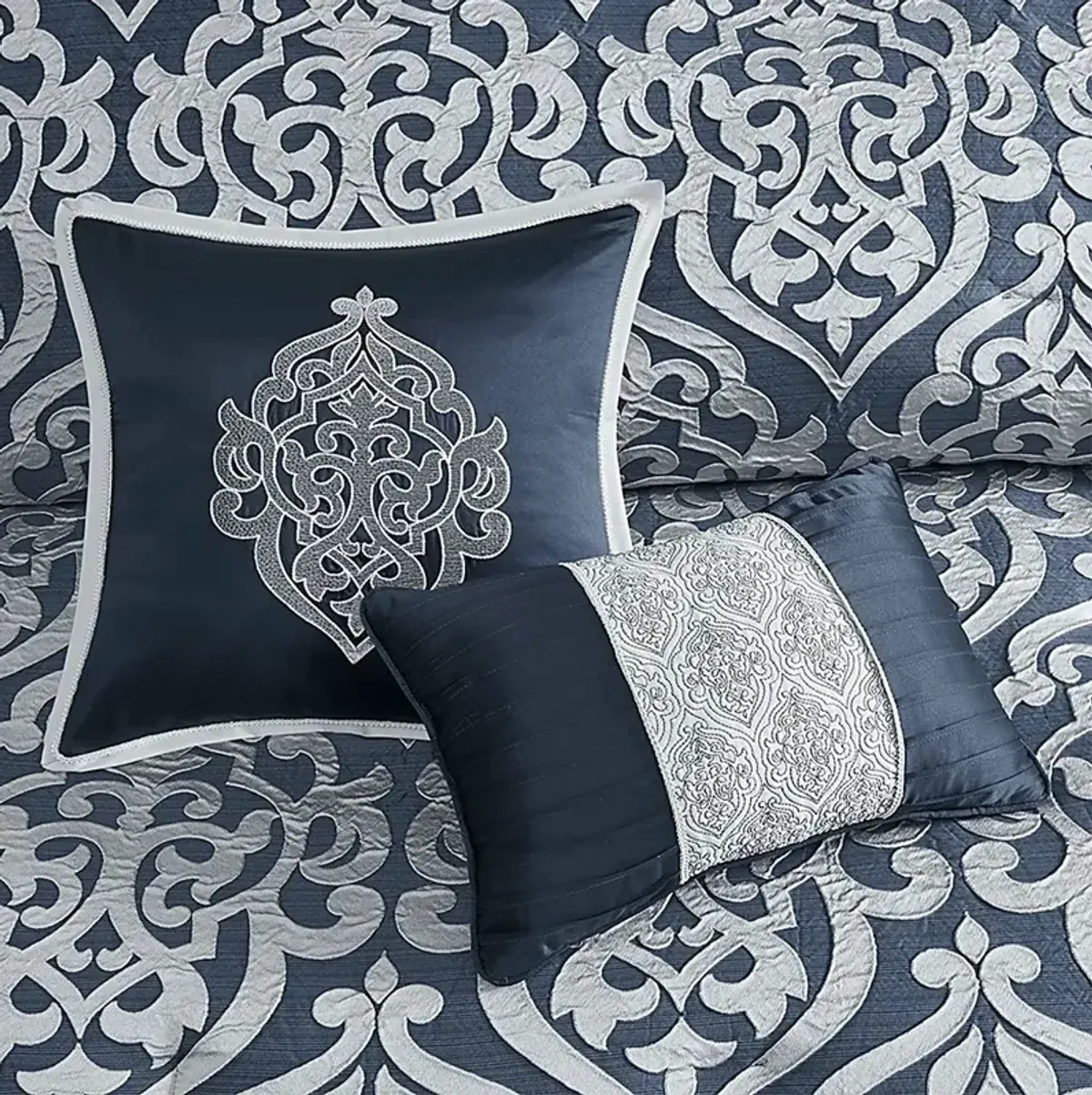 Cherbourg Navy 8 Pc Queen Comforter Set