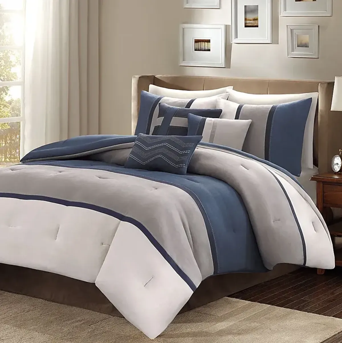 Colapissa Blue 7 Pc California King Comforter Set