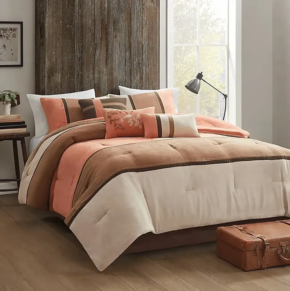 Colapissa Coral Brown 7 Pc California King Comforter Set