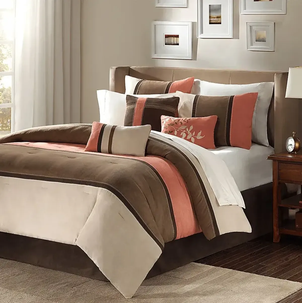 Colapissa Coral Brown 7 Pc California King Comforter Set