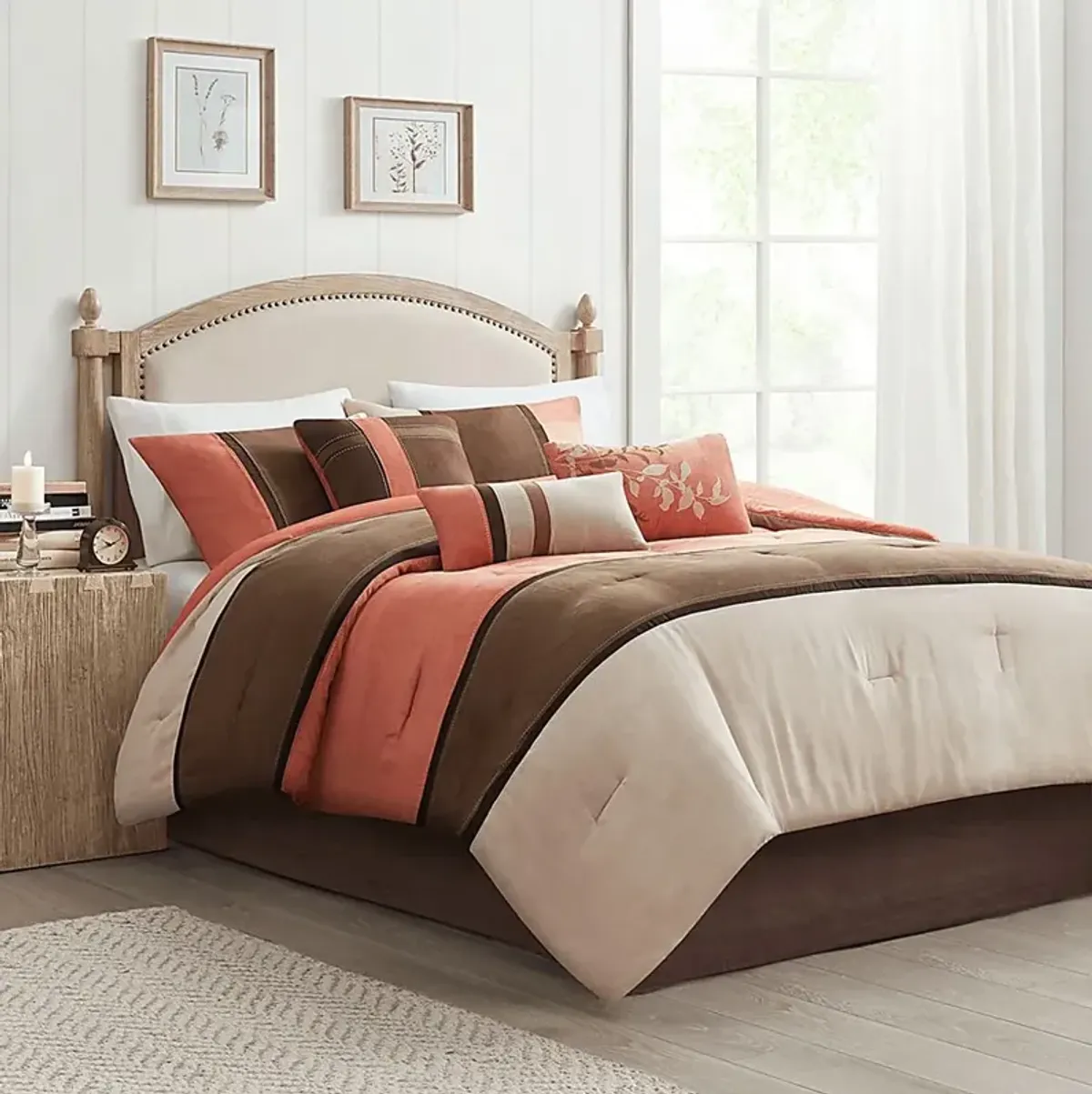 Colapissa Coral Brown 7 Pc California King Comforter Set