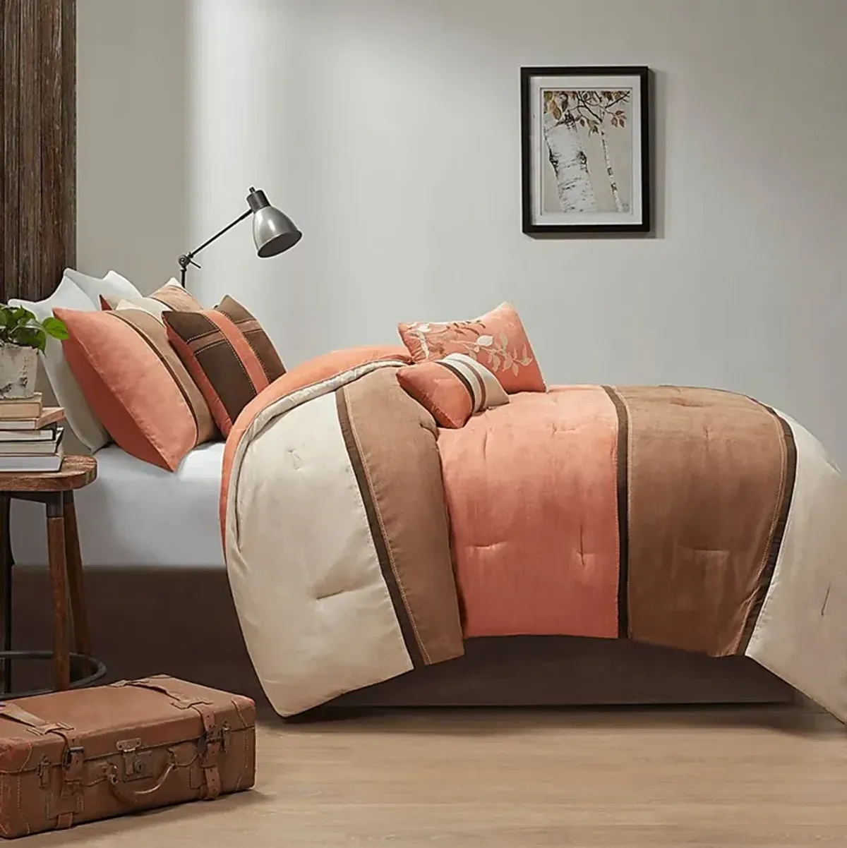 Colapissa Coral Brown 7 Pc California King Comforter Set