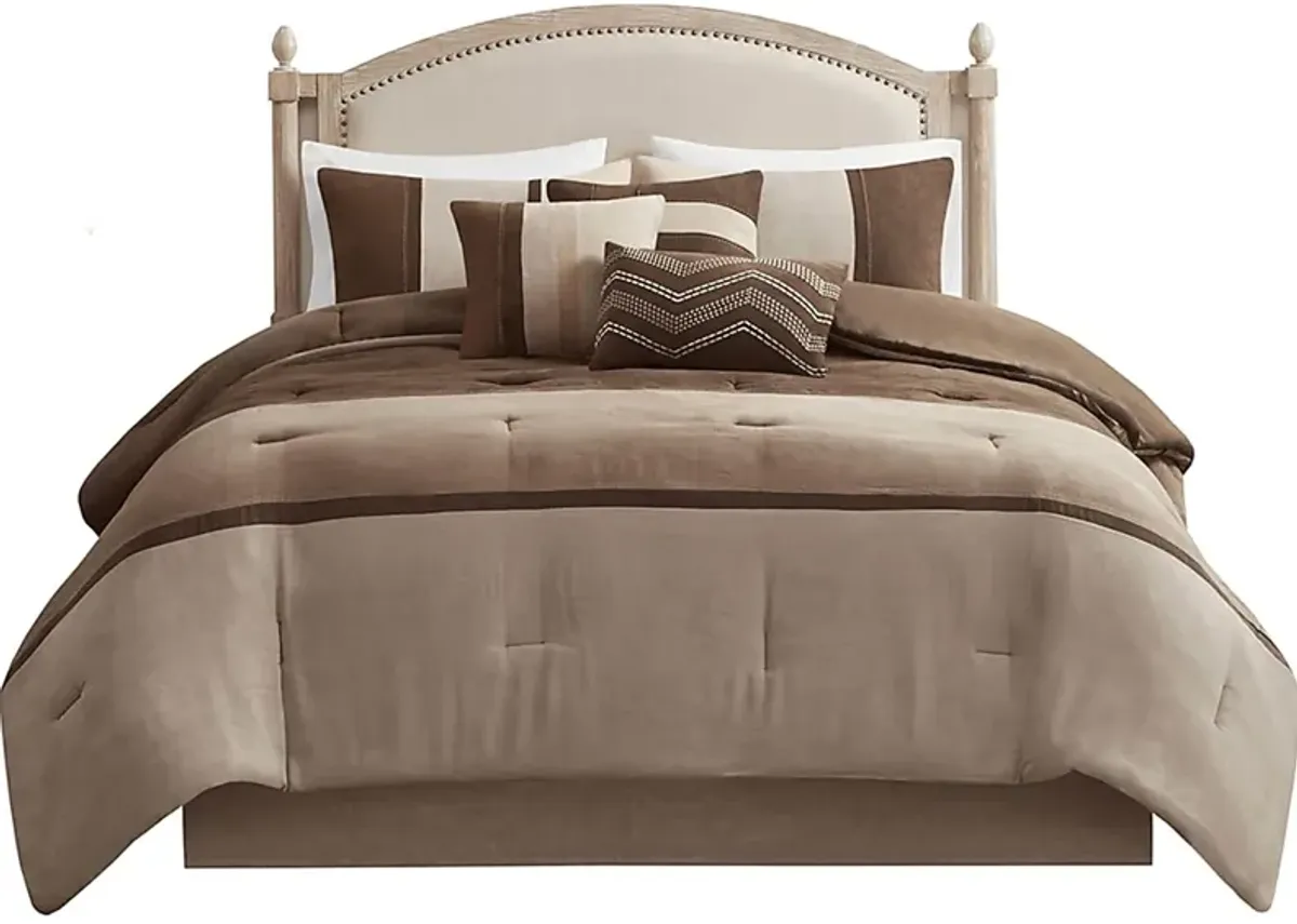 Colapissa Brown 7 Pc Queen Comforter Set