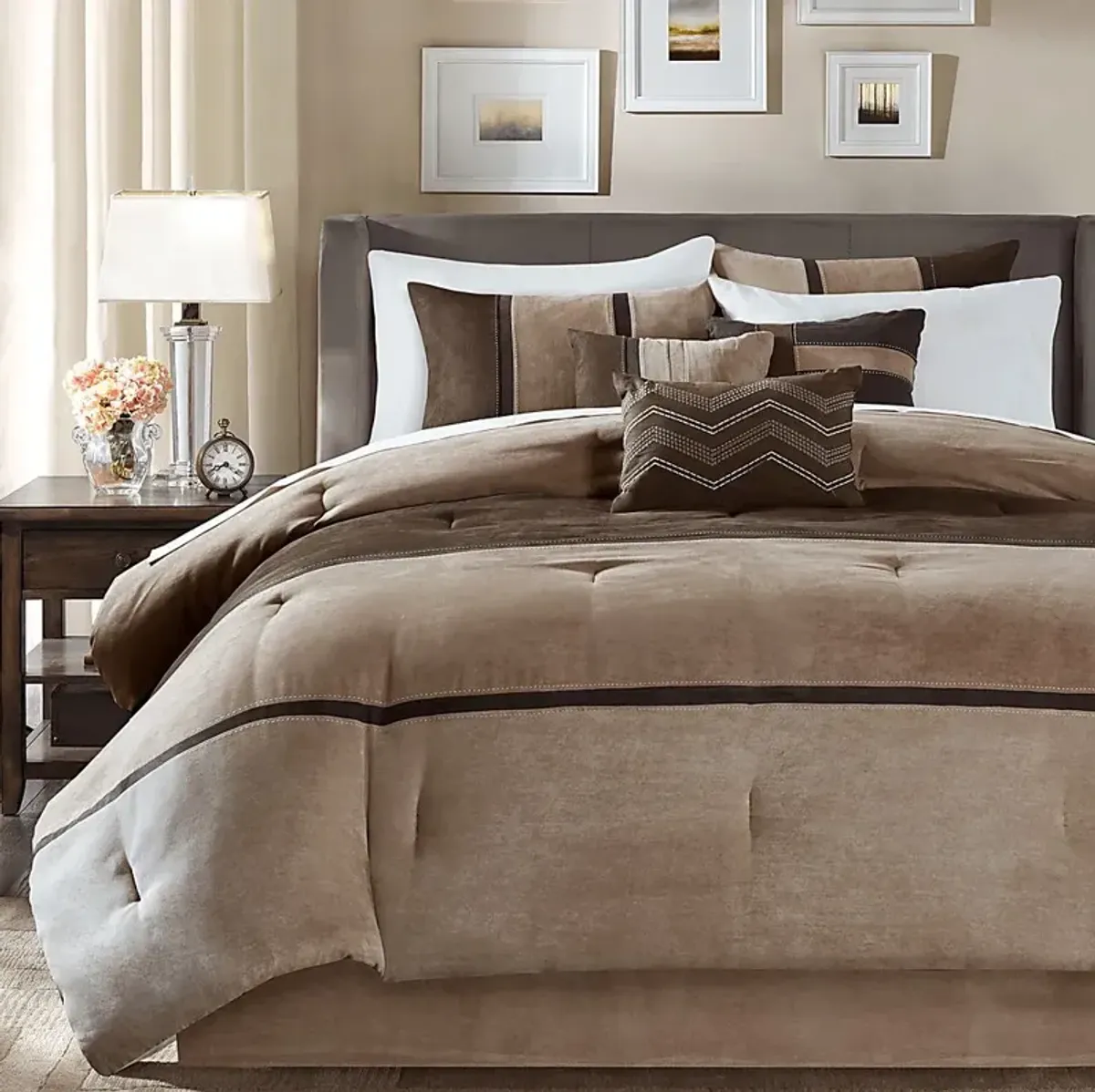 Colapissa Brown 7 Pc Queen Comforter Set