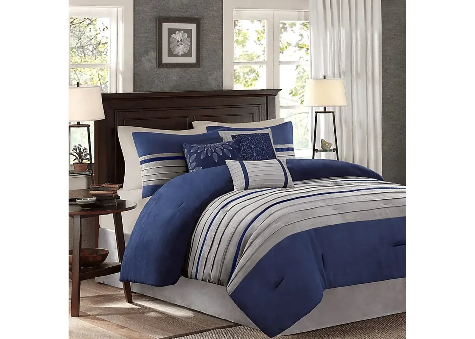 Clouet Blue 7 Pc Queen Comforter Set