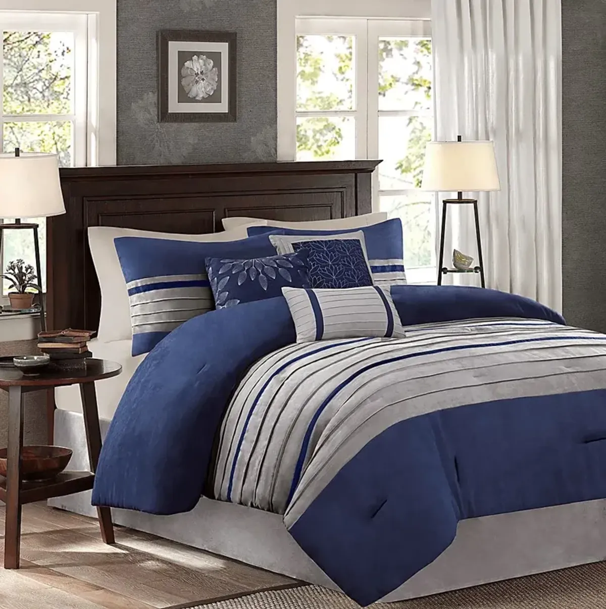 Clouet Blue 7 Pc Queen Comforter Set