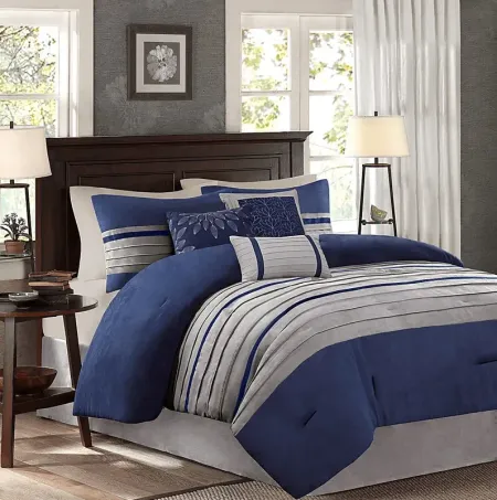 Clouet Blue 7 Pc California King Comforter Set