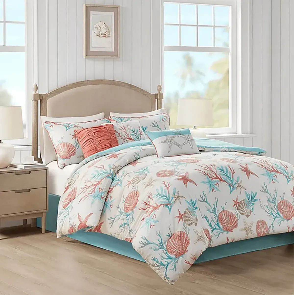 Craigie Coral 7 Pc Queen Comforter Set