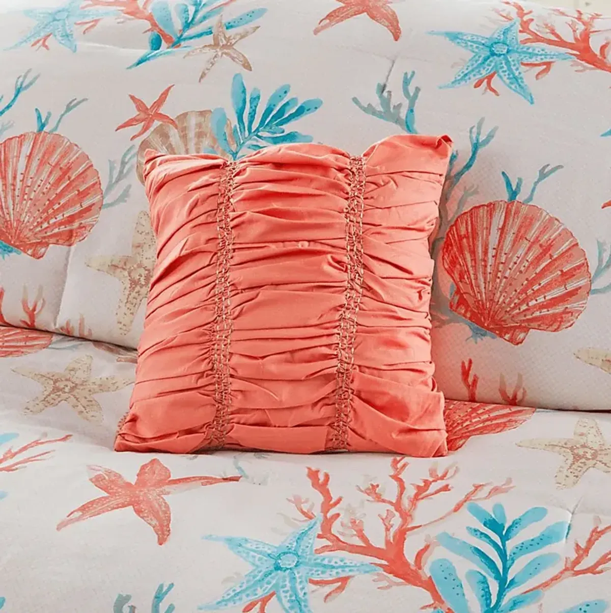 Craigie Coral 7 Pc Queen Comforter Set