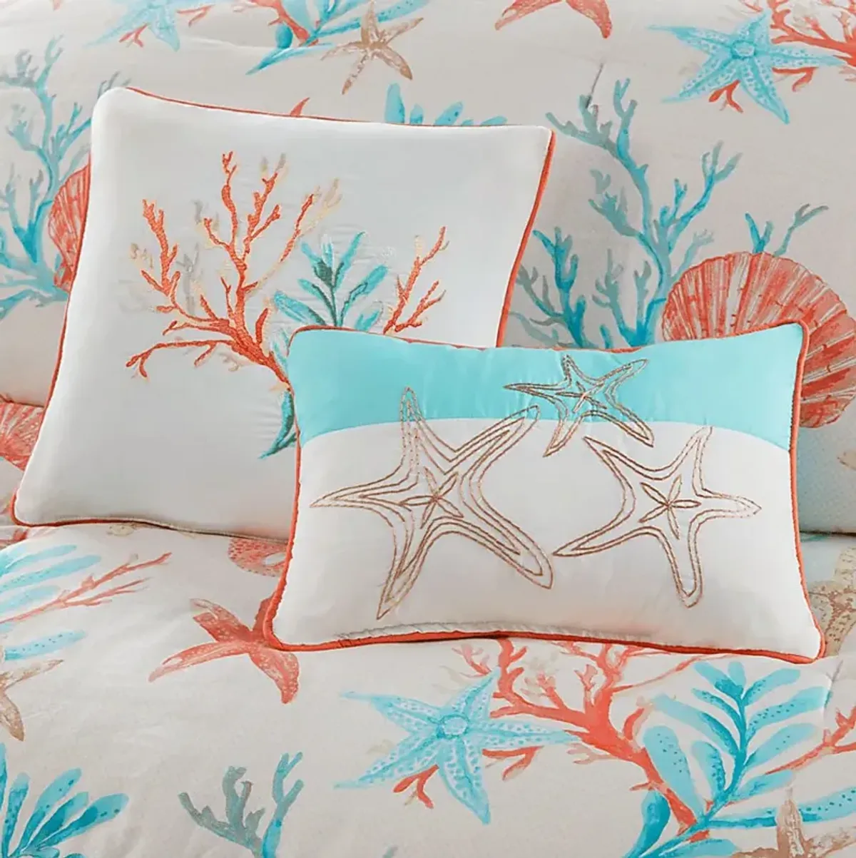 Craigie Coral 7 Pc Queen Comforter Set