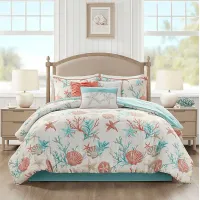 Craigie Coral 7 Pc Queen Comforter Set